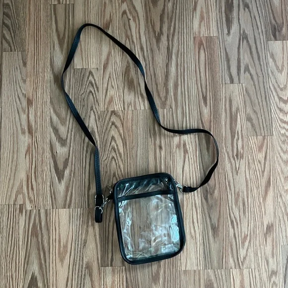 Clear and Black Crossbody Handbag Purse - Picture 1 of 5